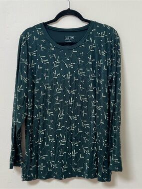 Kickee Pants Dark Green Long Sleeve Tee with Leaf Print